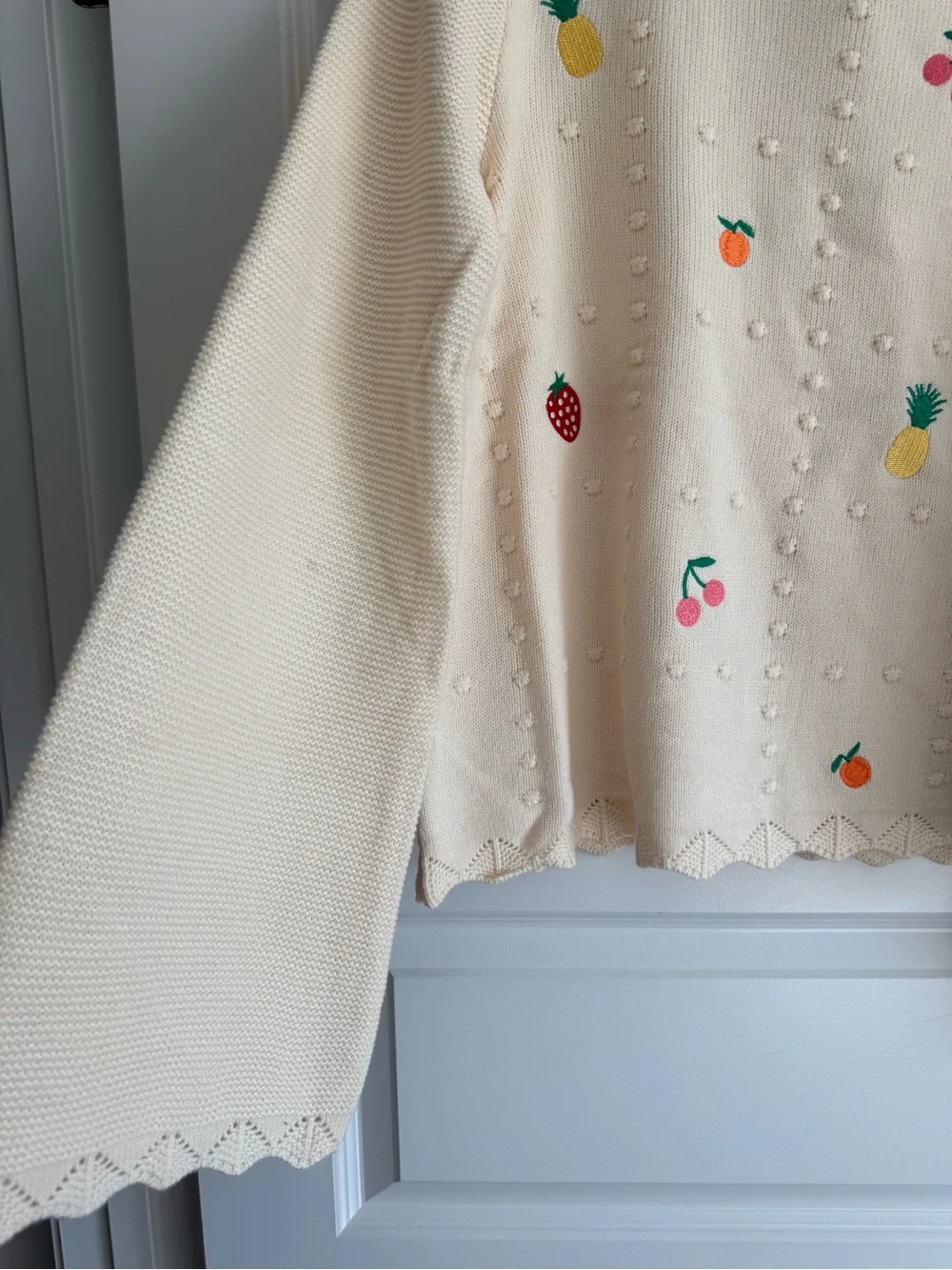 Easel Embroidered Fruit Sweater Size M NWT